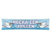 Grote vlag Straatbanier - Hoera een jongen - Geboorte versiering - 40 x 180 cm - buiten