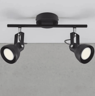 Plafondlamp zwart &apos;Aslak Double&apos; Nordlux zwart plafondspot modern led lamp gu10 32 cm