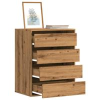 Ladekast 60x41x76 cm bewerkt hout artisanaal eikenkleurig