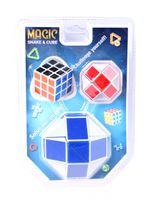 Johntoy puzzel Magische kubus en slang 3-delig blauw - thumbnail