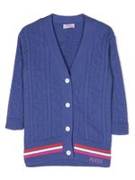 PUCCI Junior cardigan en maille torsadée à ourlet rayé - Violet