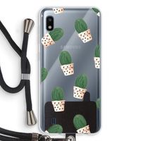 Cactusprint roze: Samsung Galaxy A10 Transparant Hoesje met koord