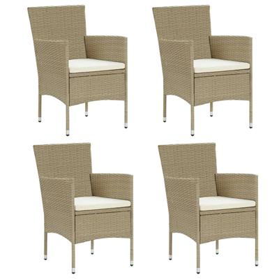Tuinstoelen 4 st poly rattan beige