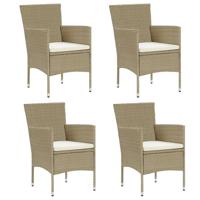 Tuinstoelen 4 st poly rattan beige - thumbnail