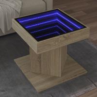 Salontafel met LED 50x50x45 cm bewerkt hout sonoma eikenkleurig