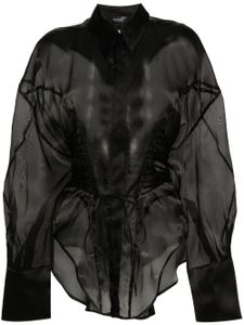 Mugler chemise en soie à détail de laçage - Noir