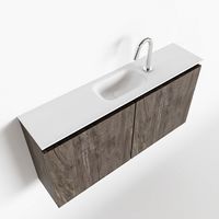 Toiletmeubel Mondiaz Ture | 100 cm | Meubelkleur Dark brown | Eden wastafel Talc Midden | 1 kraangat