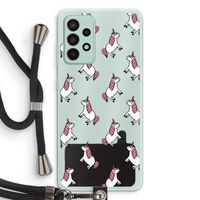 Eenhoorns overal: Samsung Galaxy A52s 5G Transparant Hoesje met koord