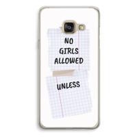 No Girls Allowed Unless: Samsung Galaxy A3 (2016) Transparant Hoesje