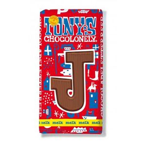 Tony's Chocolonely - Chocoladeletter reep Melk "J" - 180g