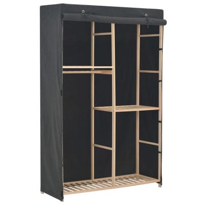 Kledingkast 3-laags 110x40x170 cm stof grijs