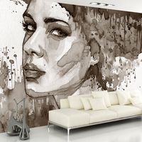 Fotobehang - Vrouw in inkt, premium print vliesbehang