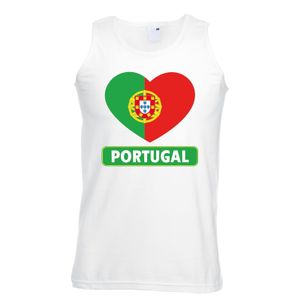 Portugal hart vlag singlet shirt/ tanktop wit heren