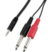 Monacor MCA-204 Audio Adapterkabel [2x Jackplug male 6,3 mm (mono) - 1x Jackplug male 3,5 mm] 2 m Zwart