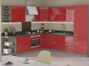 Complete keuken MUNITI grijs/hoogglans rood