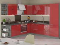 Complete keuken MUNITI grijs/hoogglans rood