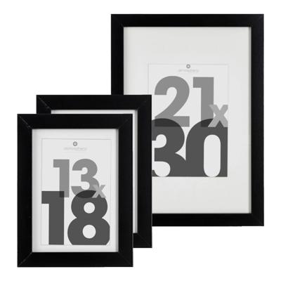 Fotolijstjes set - 1x voor 21 x 30 cm - 2x voor 13 x 18 cm - zwart - modern/strak ontwerp