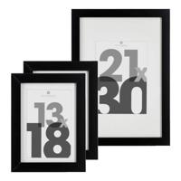 Fotolijstjes set - 1x voor 21 x 30 cm - 2x voor 13 x 18 cm - zwart - modern/strak ontwerp