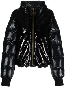 Khrisjoy veste Puff Glossy Sequins à capuche - Noir