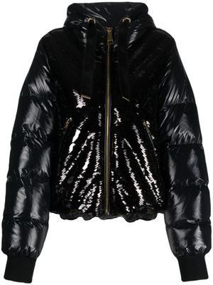 Khrisjoy veste Puff Glossy Sequins à capuche - Noir