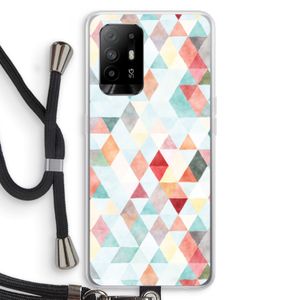 Gekleurde driehoekjes pastel: Oppo A94 5G Transparant Hoesje met koord