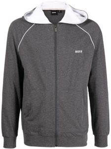 BOSS hoodie zippé à logo brodé - Gris