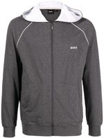 BOSS hoodie zippé à logo brodé - Gris