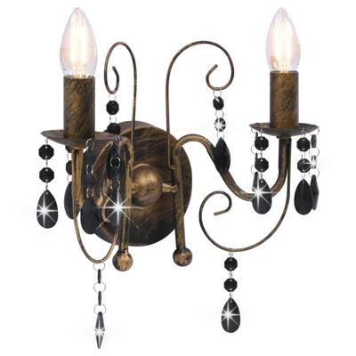 Wandlamp met kralen 2xE14 antiekzwart