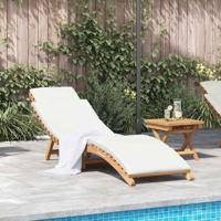 Ligstoel met kussen Crmewit 188 x 55 x 59 cm Massief teakhout