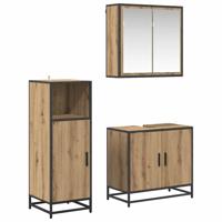 Badkamermeubelset 3 pcs artisanaal eikenkleurig 60 x 33 x 60 cm