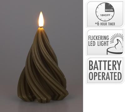 Home & Styling Kaars led boom gedraaid h13cm taupe