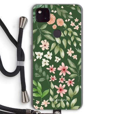 Botanical green sweet flower heaven: Pixel 4a 5G Transparant Hoesje met koord