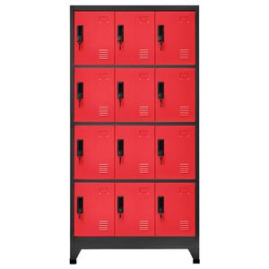 The Living Store Lockerkast - Modern design - Staal - 90x45x180 cm - 12 afsluitbare deuren