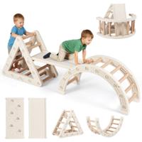 5-in-1 Montessori Houten Klimset Klimspeelgoed met Driehoekig Klimframe