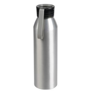 Aluminium waterfles/drinkfles met kunststof schroefdop - Zilver - 650 ml - Sportfles - Bidon