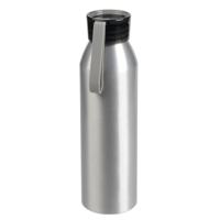 Aluminium waterfles/drinkfles met kunststof schroefdop - Zilver - 650 ml - Sportfles - Bidon - thumbnail