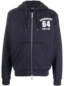 DSQUARED2 hoodie zippé à logo imprimé - Bleu