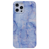 iPhone 12 hoesje - Backcover - Softcase - Marmer - Marmerprint - TPU - Blauw/Paars - thumbnail