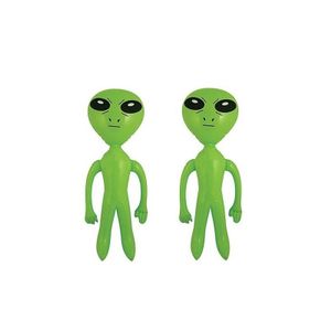 2x stuks opblaasbare groene aliens van 64 cm