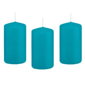 Cilinderkaars/stompkaars - 8x - turquoise - 6 x 12 cm - 40 branduren