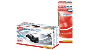 Tesa plakbandafroller Orca, met 8 rollen Tesafilm transparant ft 33 x 19 mm, zwart en wit