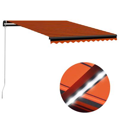 Luifel handmatig uittrekbaar met LED 300x250 cm oranje en bruin