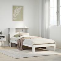 Bed met boekenkast zonder matras grenenhout wit 75x190 cm