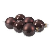 6x stuks glazen kerstballen donkerbruin (chestnut) 8 cm mat/glans - thumbnail