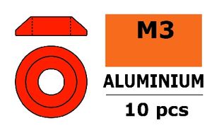 Aluminium Washer voor M3 Button Head Screws (BD: 10mm) - Rood - 10st