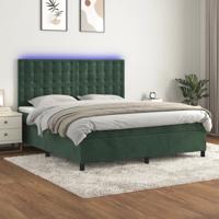 Boxspring met matras en LED fluweel donkergroen 180x200 cm