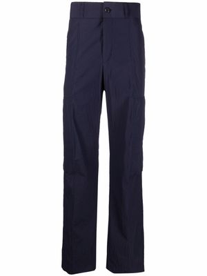 Ferragamo pantalon en seersucker à poches multiples - Bleu