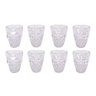 Doodshoofd shotglaasjes - 8x - transparant - H5 cm - kunststof