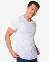 HEMA Heren T-shirt Regular Fit V-hals - 2 Stuks Wit (wit) - thumbnail