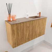 Toiletmeubel Mondiaz Joya Dlux | 80 cm | Meubelkleur Oak | Faye wastafel Arena Wasbak Rechts | 1 kraangat